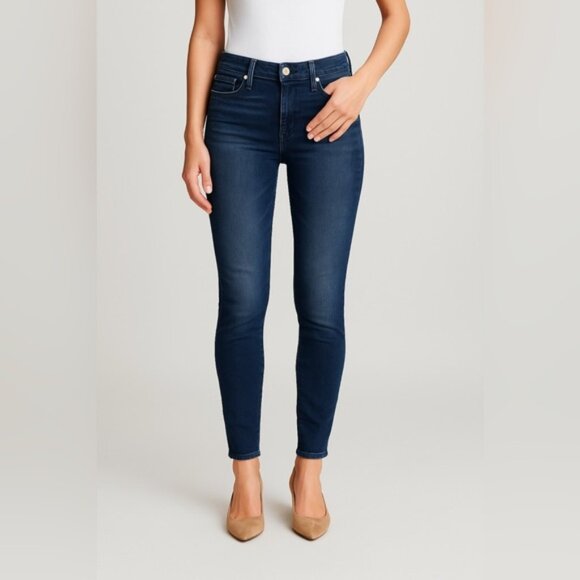 7 For All Mankind Women’s Skinny Jeans Size 27 Dark Wash Stretch Denim - Picture 1 of 9